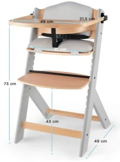 Kinderkraft Enock Grijs/Naturel Houten Kinderstoel Met Zitverkleiner KHENOC0PGRY0000 -BabyWereldNederland Kinderkraft Enock Grey Kinderstoel met Zitverkleiner KHENOC0PGRY0000 7