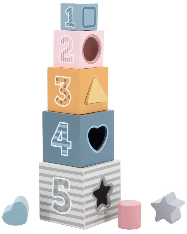 PolarB 2-in-1 Houten Stapelblokken En Vormenstoof 44016 1 PolarB 2-in-1 Houten Stapelblokken En Vormenstoof 44016