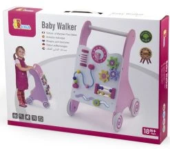 Viga Activity Walker Roze Houten Loopwagen 50178 -BabyWereldNederland Viga Activity Walker Roze Houten Loopwagen 50178 8