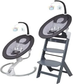 Babygo Homey Set Black/Grey Babyschommel En Kinderstoel 19012