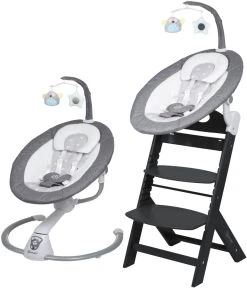 Babygo Homey Set Grey/Black Babyschommel En Kinderstoel 19023