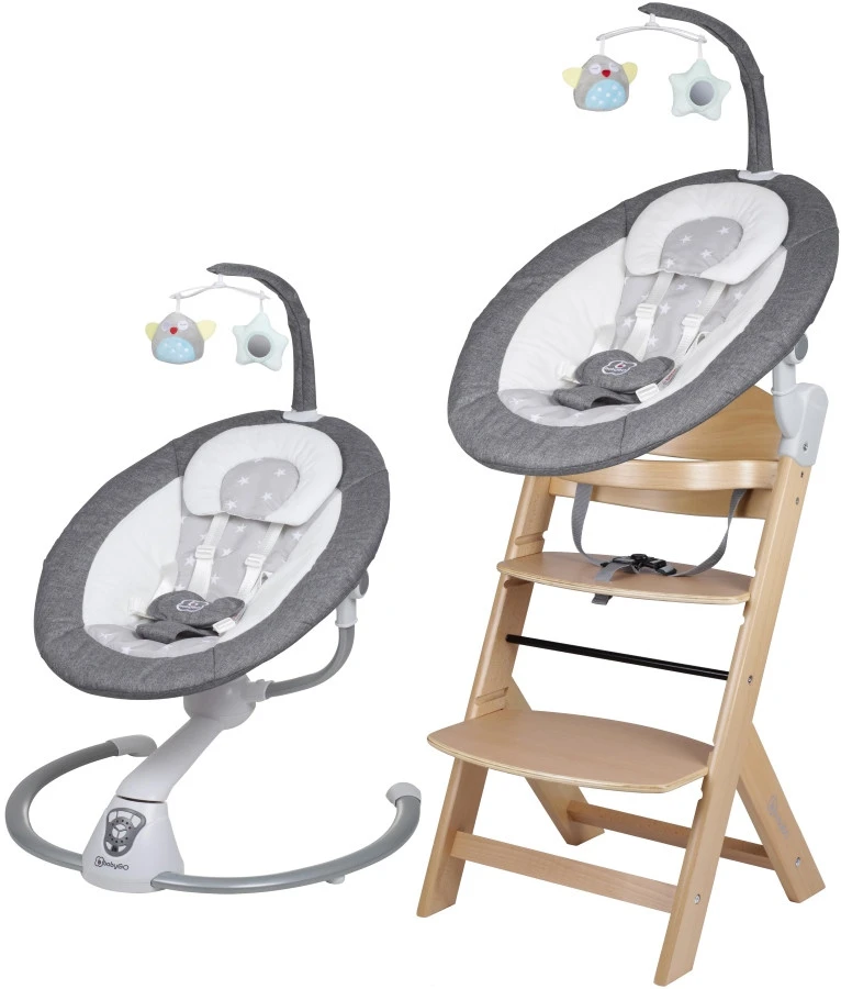 Babygo Homey Set Grey/Nature Babyschommel En Kinderstoel 19021 1 Babygo Homey Set Grey/Nature Babyschommel En Kinderstoel 19021