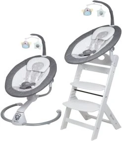 Babygo Homey Set Grey/White Babyschommel En Kinderstoel 19024