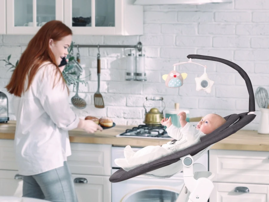 Babygo Homey Set Grey/White Babyschommel En Kinderstoel 19024 15 Babygo Homey Set Grey/White Babyschommel En Kinderstoel 19024 - Afbeelding 15