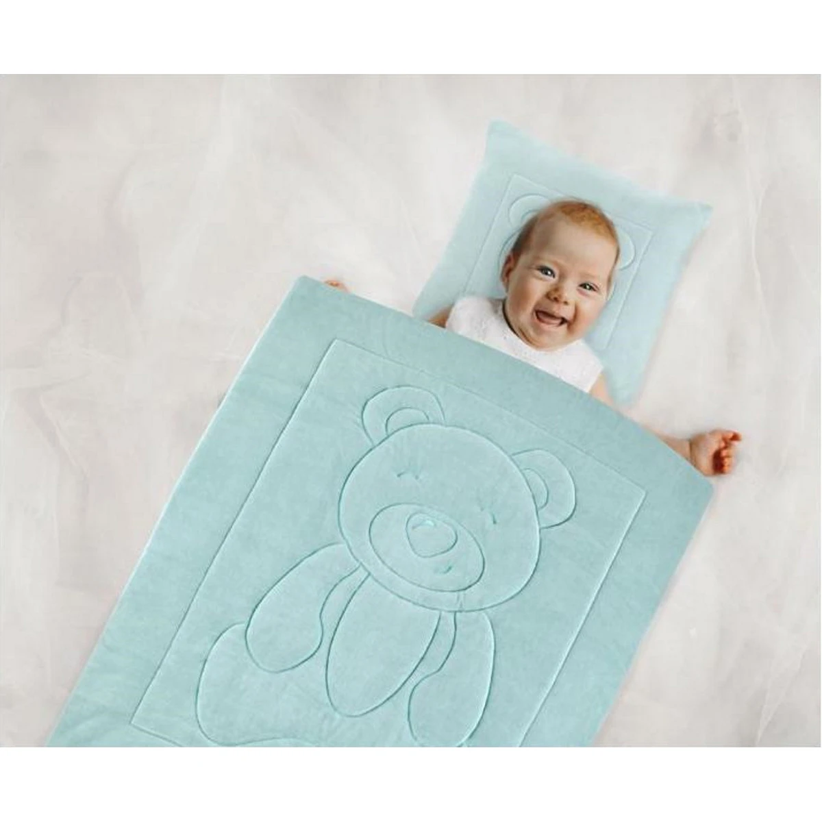 Babyjem Velvet Groen Dekentje Met Kussen 664 3 Babyjem Velvet Groen Dekentje Met Kussen 664 - Afbeelding 3