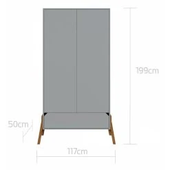 Bellamy Lotta Grey Babykamer: Ledikant/Juniorbed, Commode En 2-Deurskast -BabyWereldNederland bellamy lotta grey 2 deurskast loszsz2d 3 1