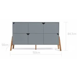 Bellamy Lotta Grey Babykamer: Ledikant/Juniorbed, Commode Met 6 Lades En 2-Deurskast -BabyWereldNederland bellamy lotta grey commode met 6 lades loszko6s 3 2