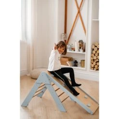 Luna Toys Blauw Houten Klimrek Met Glijbaan LU-36967 -BabyWereldNederland blue 2