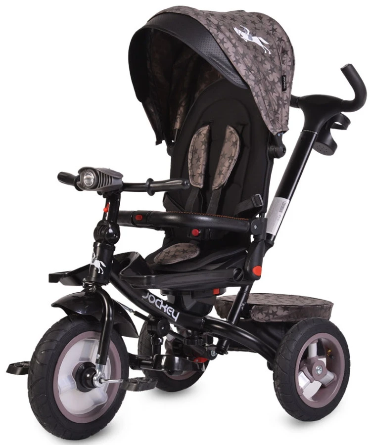 Cangaroo Jockey Trike Beige Stars Driewieler Met Duwstang En Zonnekap - Afbeelding 2