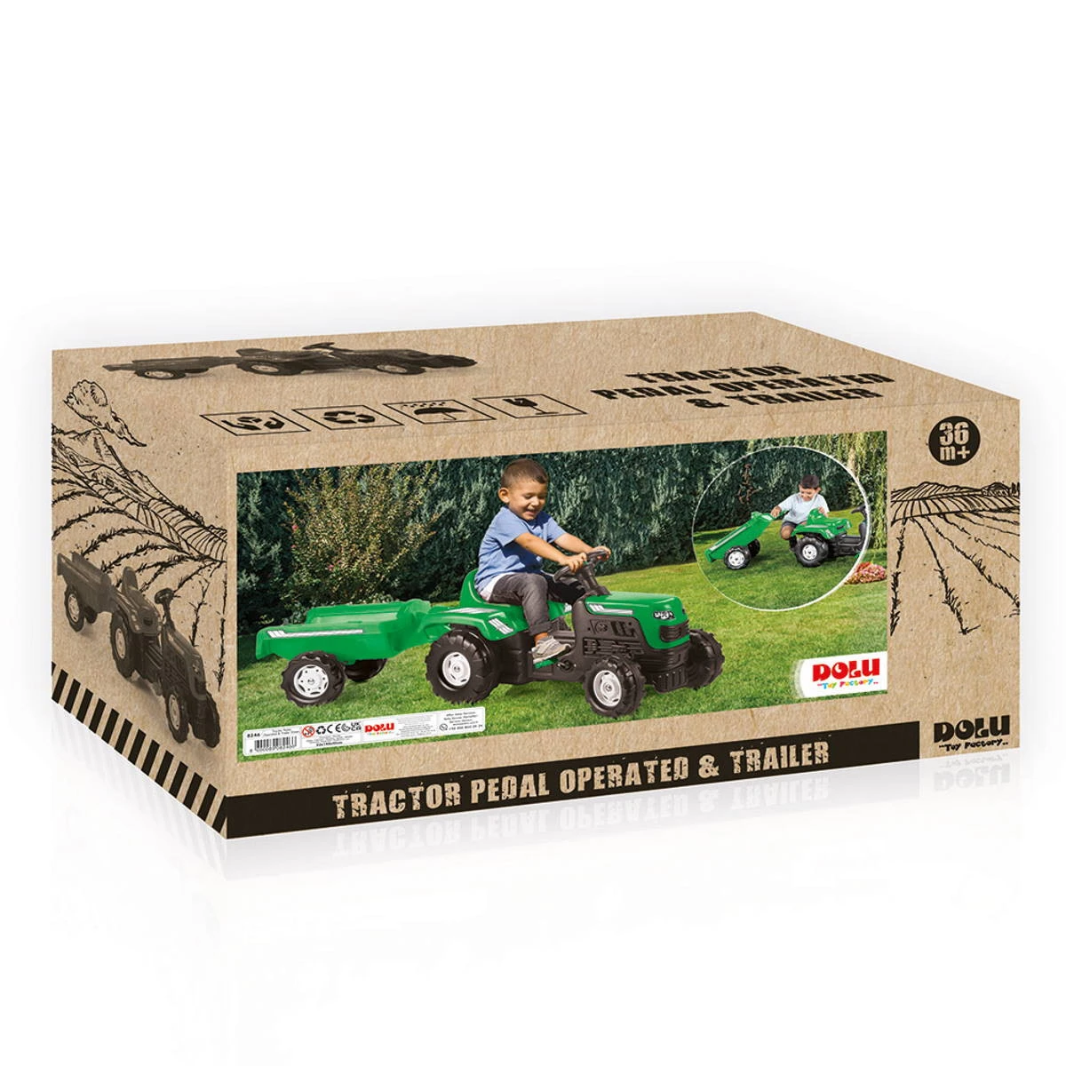 Dolu Ranchero Groen Traptractor Met Aanhangwagen 8246 2 Dolu Ranchero Groen Traptractor Met Aanhangwagen 8246 - Afbeelding 2
