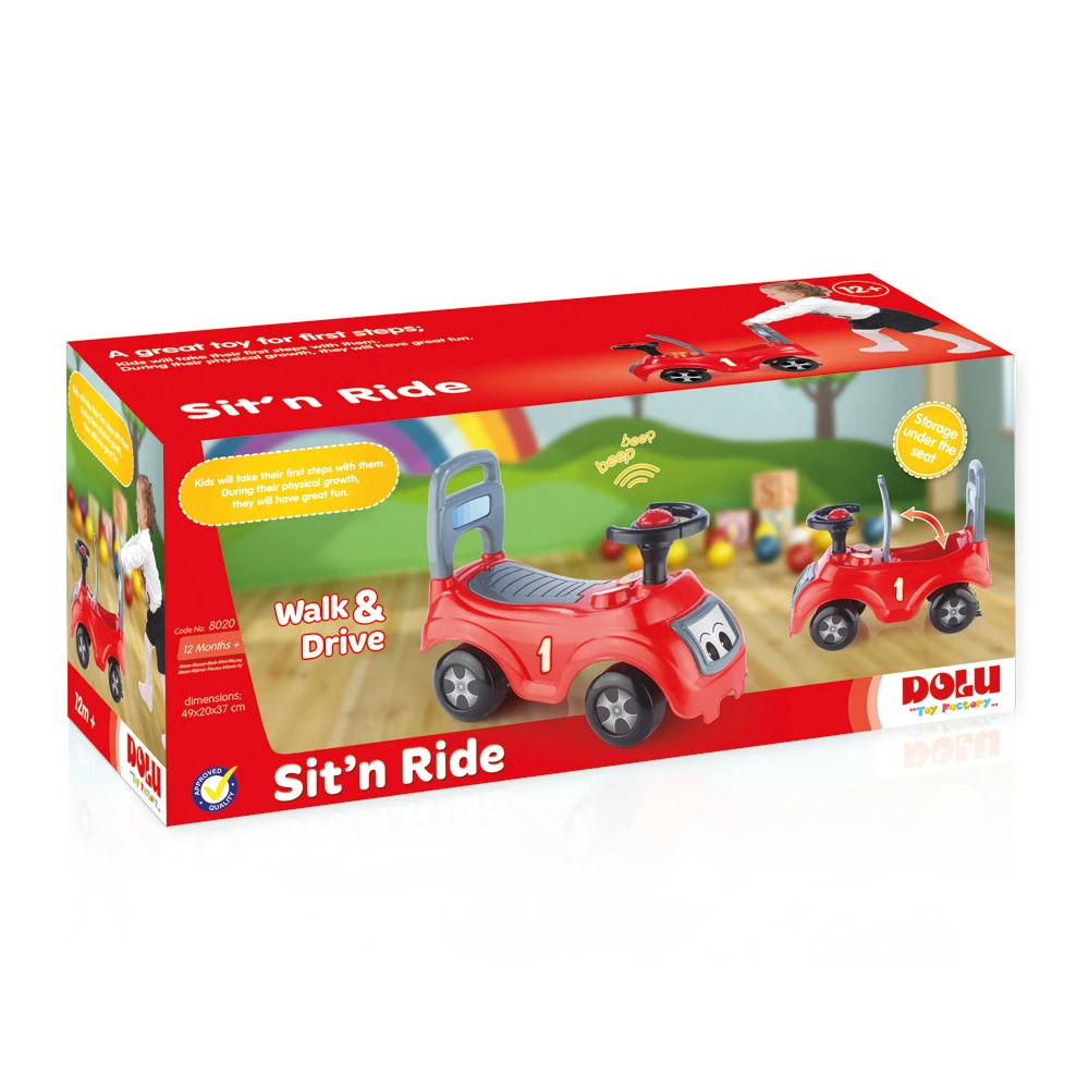 Dolu Sit 'n Ride Rood/Zwart Loopauto 8020 5 Dolu Sit 'n Ride Rood/Zwart Loopauto 8020 - Afbeelding 5