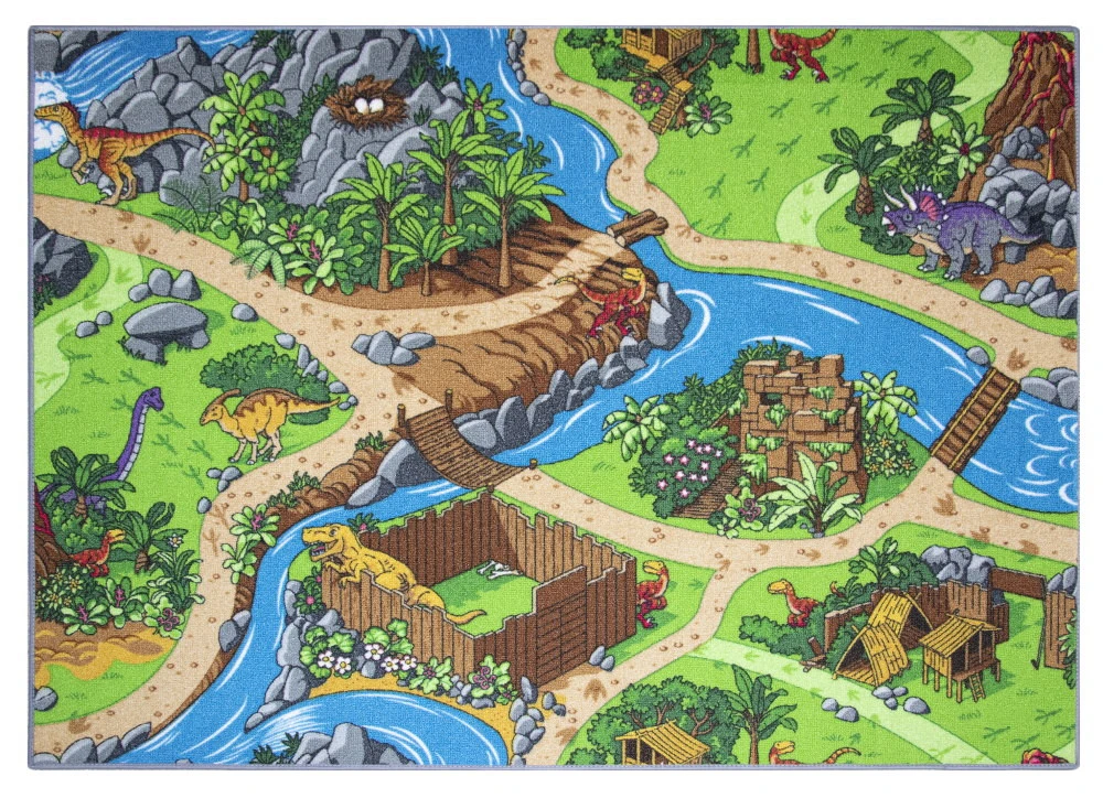 Kids Corner Playcity/Dino 95x113 Cm Omkeerbaar Vloerkleed En Speelmat - Afbeelding 4