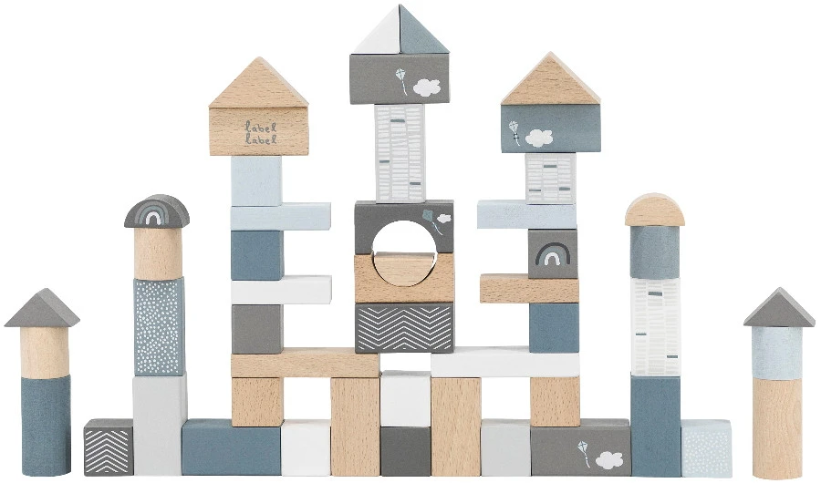 Label Label Blauw 50 Stuks Houten Blokken LLWT-25354 1 Label Label Blauw 50 Stuks Houten Blokken LLWT-25354