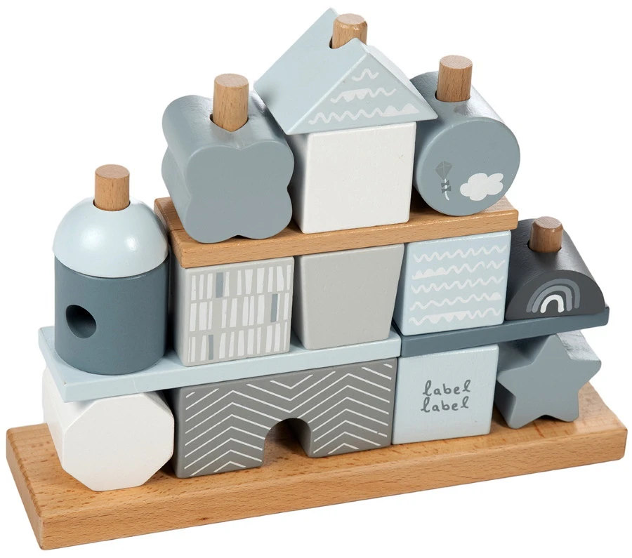 Label Label Blauw Houten Blokken LLWT-25095 1 Label Label Blauw Houten Blokken LLWT-25095