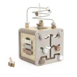 Label Label Nougat Houten Activiteitenkubus LLWT-37131 -BabyWereldNederland label label nougat houten activiteitenkubus 1 2