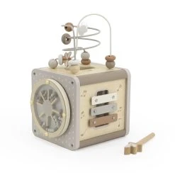 Label Label Nougat Houten Activiteitenkubus LLWT-37131 -BabyWereldNederland label label nougat houten activiteitenkubus 2 1 1