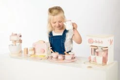 Label Label Roze Houten Espresso Machine LLWT-24883 -BabyWereldNederland label label roze houten keukenaccessoires