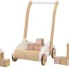 Label Label Roze Houten Loopwagen Met Blokken LLWT-24685
