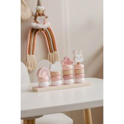 Label Label Roze Houten Stapelringen LLWT-25262 -BabyWereldNederland label label roze houten stapelringen llwt 25262 2