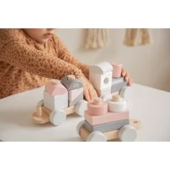Label Label Roze Houten Speelgoed Trein LLWT-25163 -BabyWereldNederland llwt 25163 5420067925163 stacking train pink 03
