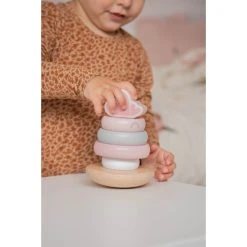Label Label Roze Houten Tuimelring Piramide LLWT-25224 -BabyWereldNederland llwt 25224 5420067925224 stacking rings balance pink 04