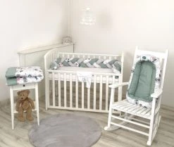 MamaLoes Amy Animal Forest Green Omkeerbaar Babynest 81899 -BabyWereldNederland mamaloes amy animal forest boxkleed en babynest 1