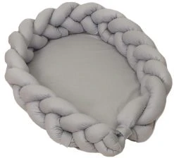 MamaLoes Amy Pure Grijs 2-in-1 Babynest En Braided Bedbumper 80661 -BabyWereldNederland mamaloes amy pure grijs 2 in 1 babynest en braided bedbumper 80661