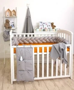 MamaLoes Amy Pure Grijs 2-in-1 Babynest En Braided Bedbumper 80661 -BabyWereldNederland mamaloes amy pure grijs 2 in 1 babynest en braided bedbumper 80661 1 1