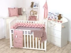 MamaLoes Amy Pure Roze 2-in-1 Babynest En Braided Bedbumper 80662 -BabyWereldNederland mamaloes amy pure roze 2 in 1 babynest en braided bedbumper 80662 3