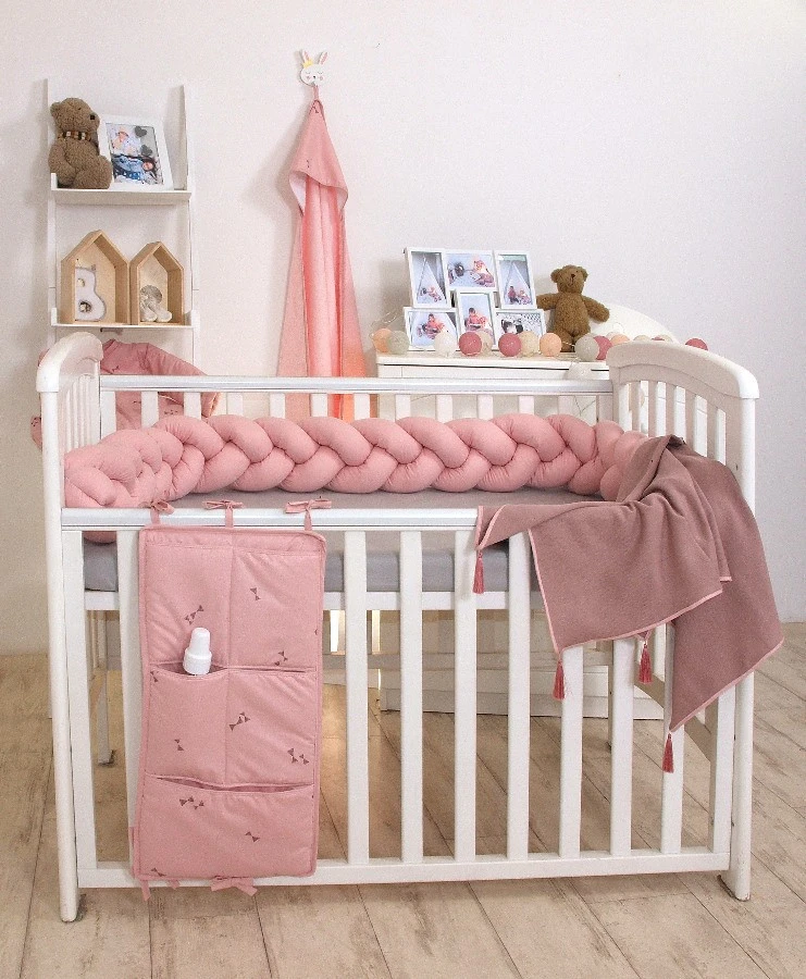 MamaLoes Amy Pure Roze 2-in-1 Babynest En Braided Bedbumper 80662 - Afbeelding 9