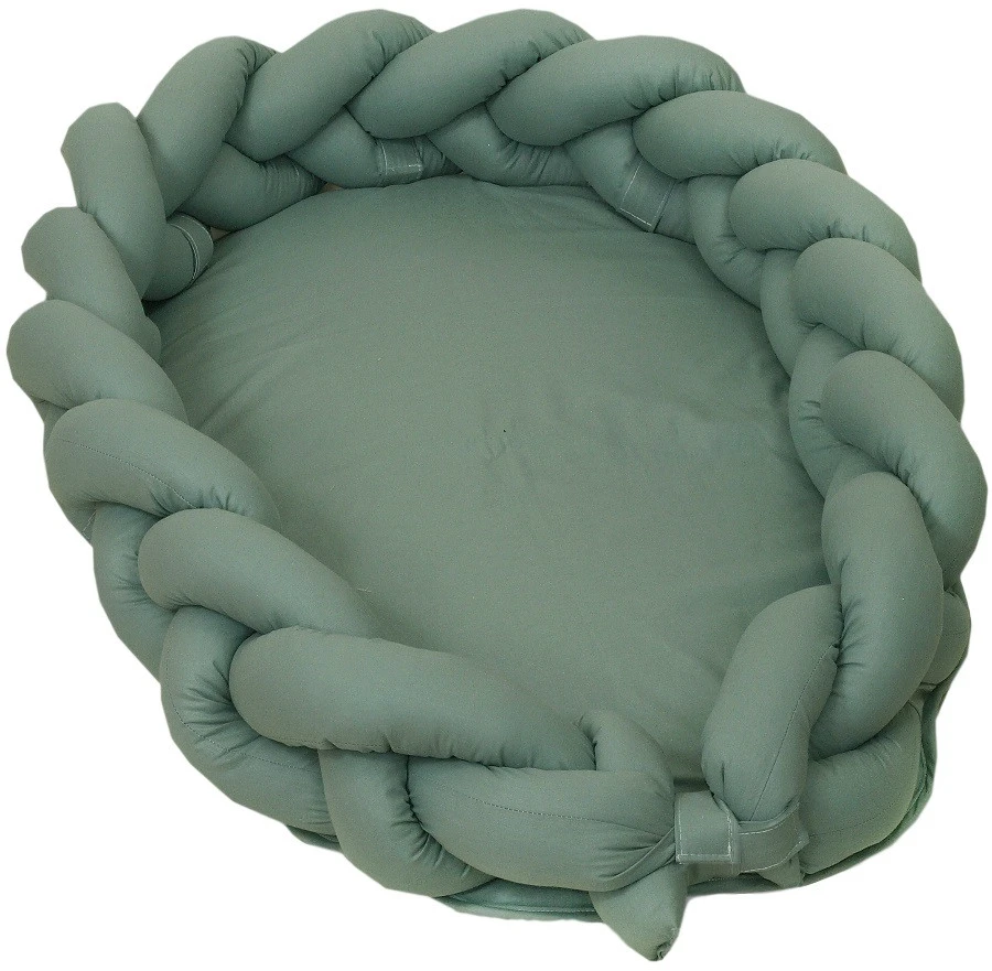 MamaLoes Amy Pure Stonegreen 2-in-1 Babynest En Braided Bedbumper 80663 3 MamaLoes Amy Pure Stonegreen 2-in-1 Babynest En Braided Bedbumper 80663 - Afbeelding 3