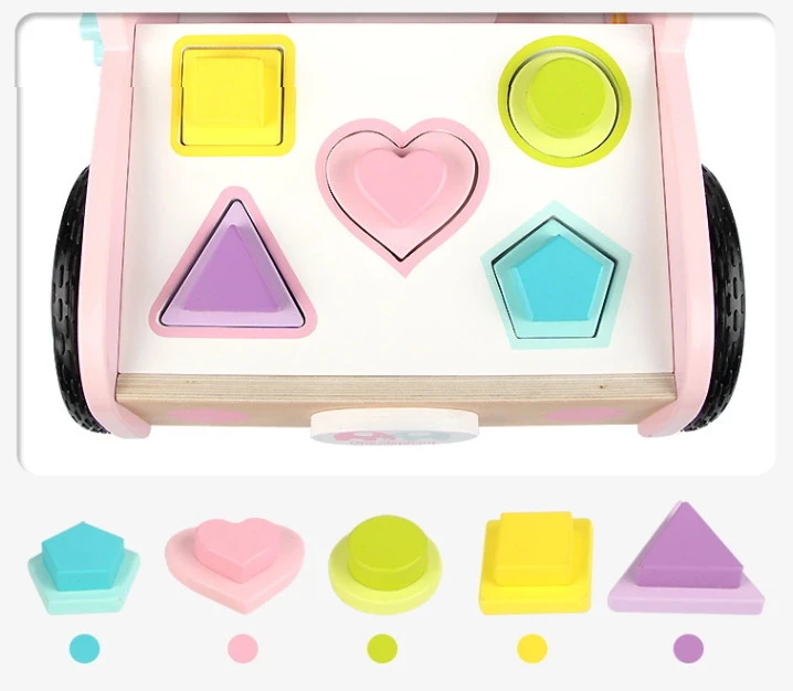 Eco Toys Roze Houten Activiteiten Loopwagen HC494888 7 Eco Toys Roze Houten Activiteiten Loopwagen HC494888 - Afbeelding 7