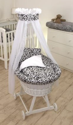 MamaLoes Panter Grijs Deluxe Wit Baby Wiegje 80749