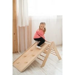 Luna Toys Naturel Houten Klimrek Met Glijbaan LU-36950 -BabyWereldNederland natural 3