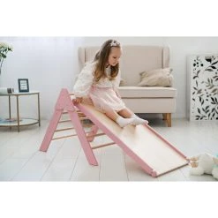 Luna Toys Roze Houten Klimrek Met Glijbaan LU-36974 18 Luna Toys Roze Houten Klimrek Met Glijbaan LU-36974 -BabyWereldNederland pink 1