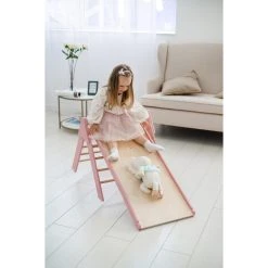 Luna Toys Roze Houten Klimrek Met Glijbaan LU-36974 14 Luna Toys Roze Houten Klimrek Met Glijbaan LU-36974 -BabyWereldNederland pink 5