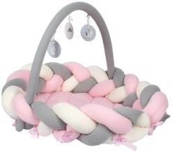 Sevibaby Roze 3-in-1 Braided Bedbumper En Babynest 521-2